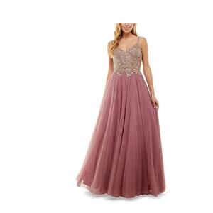 TLC Say Yes To The Prom Womens Juniors Embellished Open Back Evening Dress SZ 7